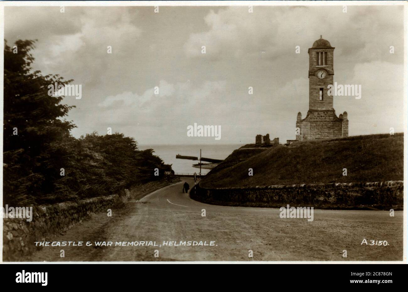 Castle & War Memorial, Helmsdale, Sutherland, Schottland. Stockfoto