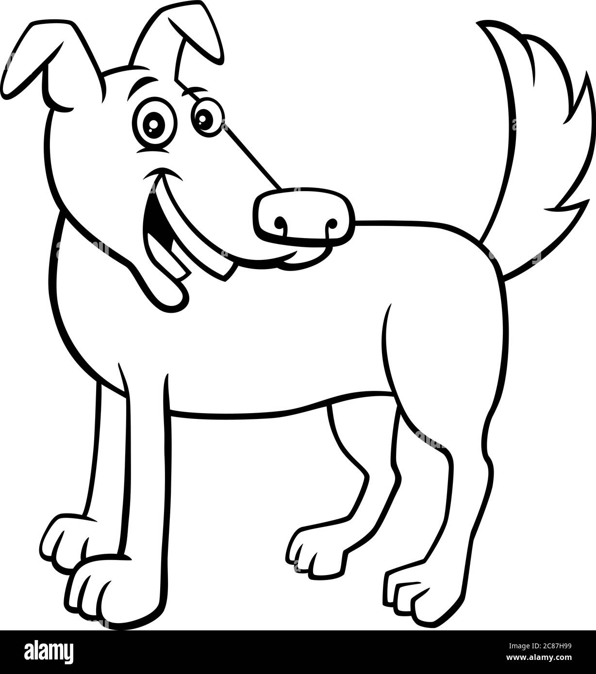 Schwarz-Weiß-Cartoon Illustration von Happy Brown Dog oder Puppy Comic Tier Charakter Malbuch Seite Stock Vektor