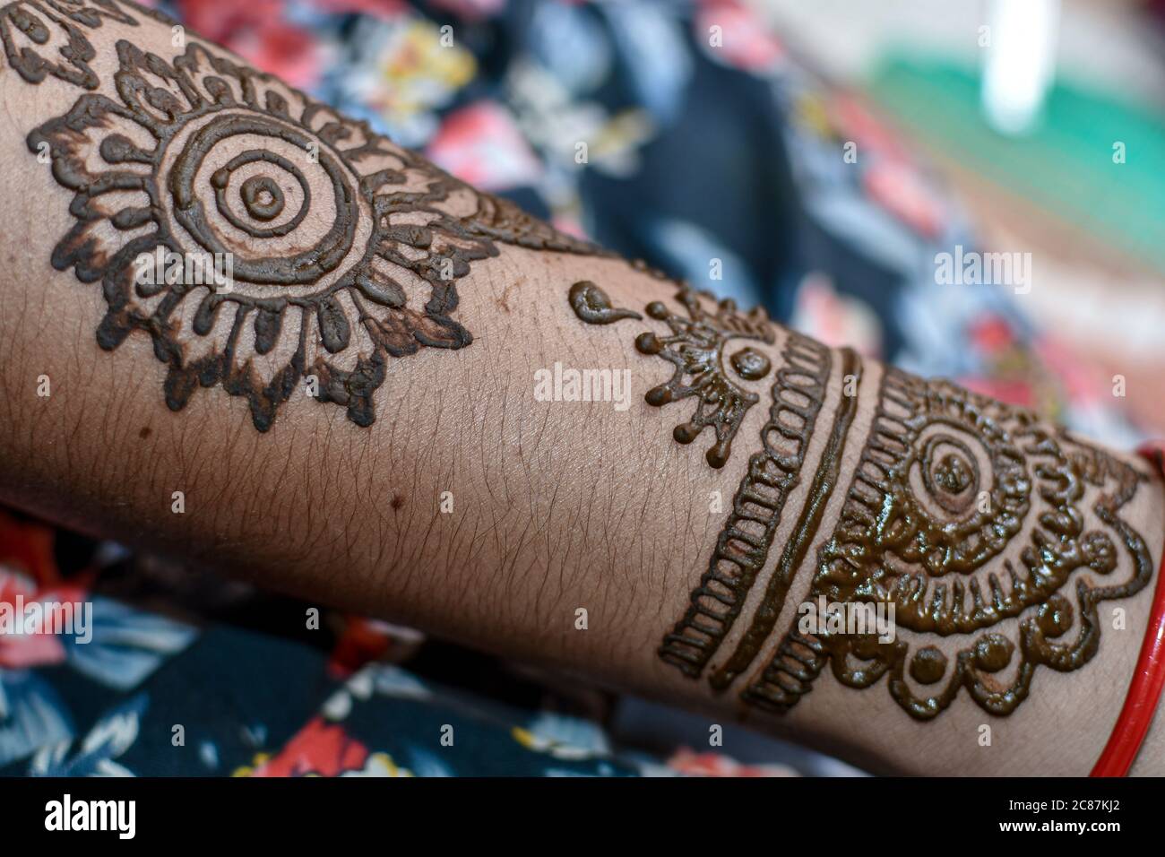 Schöne Mehndi-Entwürfe Zur Indischen Hindu-Ehe. 02 Stockfoto