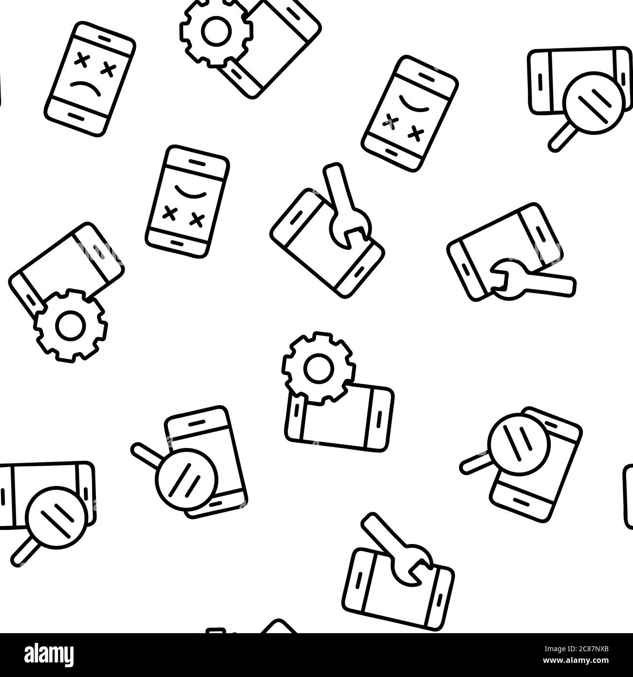 Telefon Reparatur Service Vektor Nahtloses Muster Stock Vektor