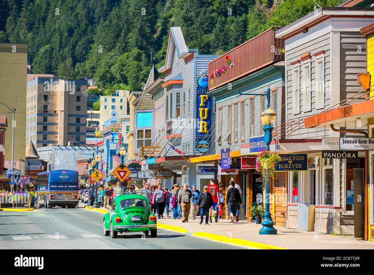 Franklin Street, Juneau, Alaska, Geschäfte in juneau, Touristen, alska, usa, Stockfoto