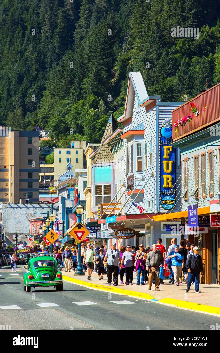 Franklin Street, Juneau, Alaska, Geschäfte in juneau, Touristen, alska, usa, Stockfoto