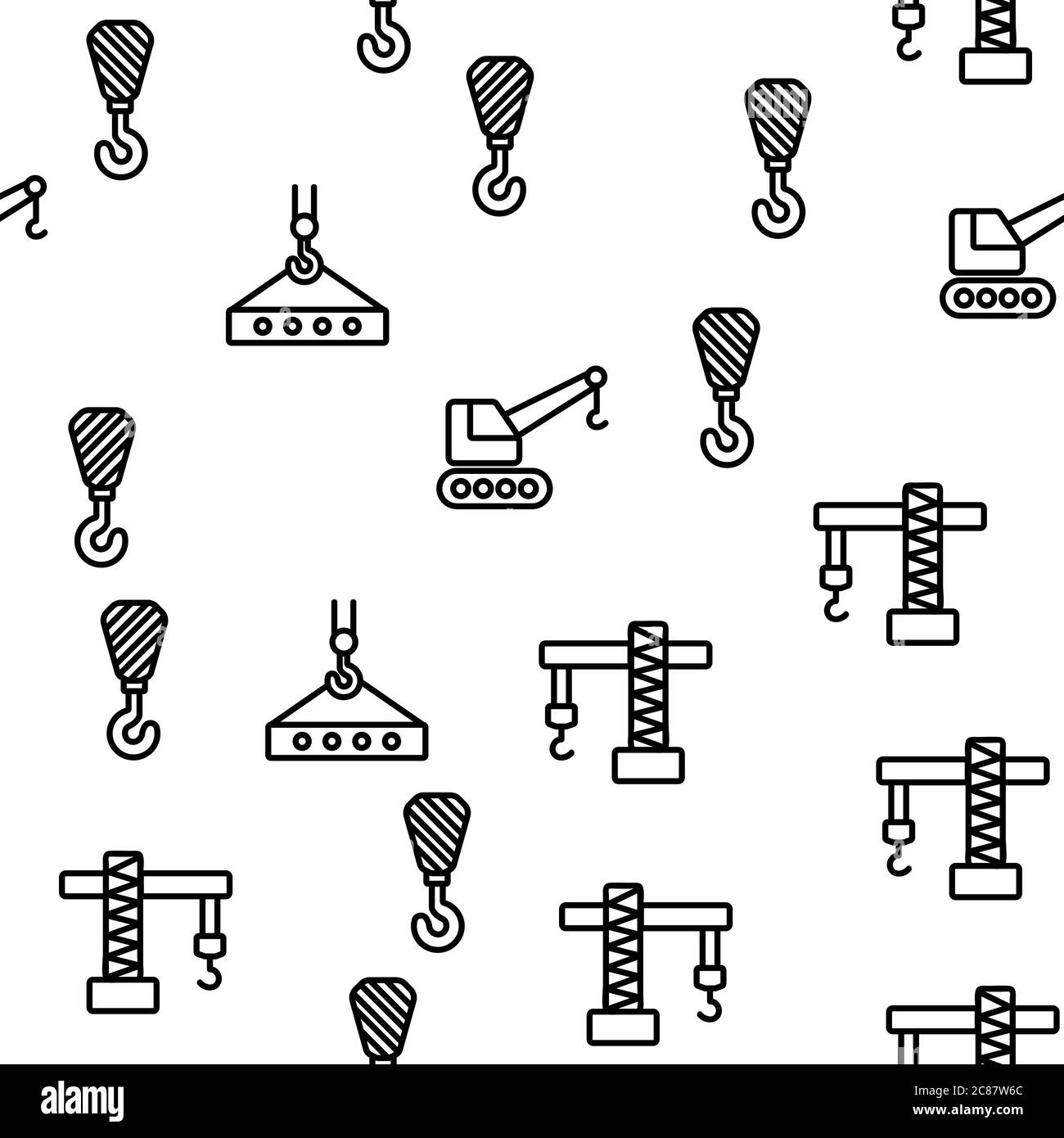 Kran Gebäude Maschine Vektor Nahtloses Muster Stock Vektor