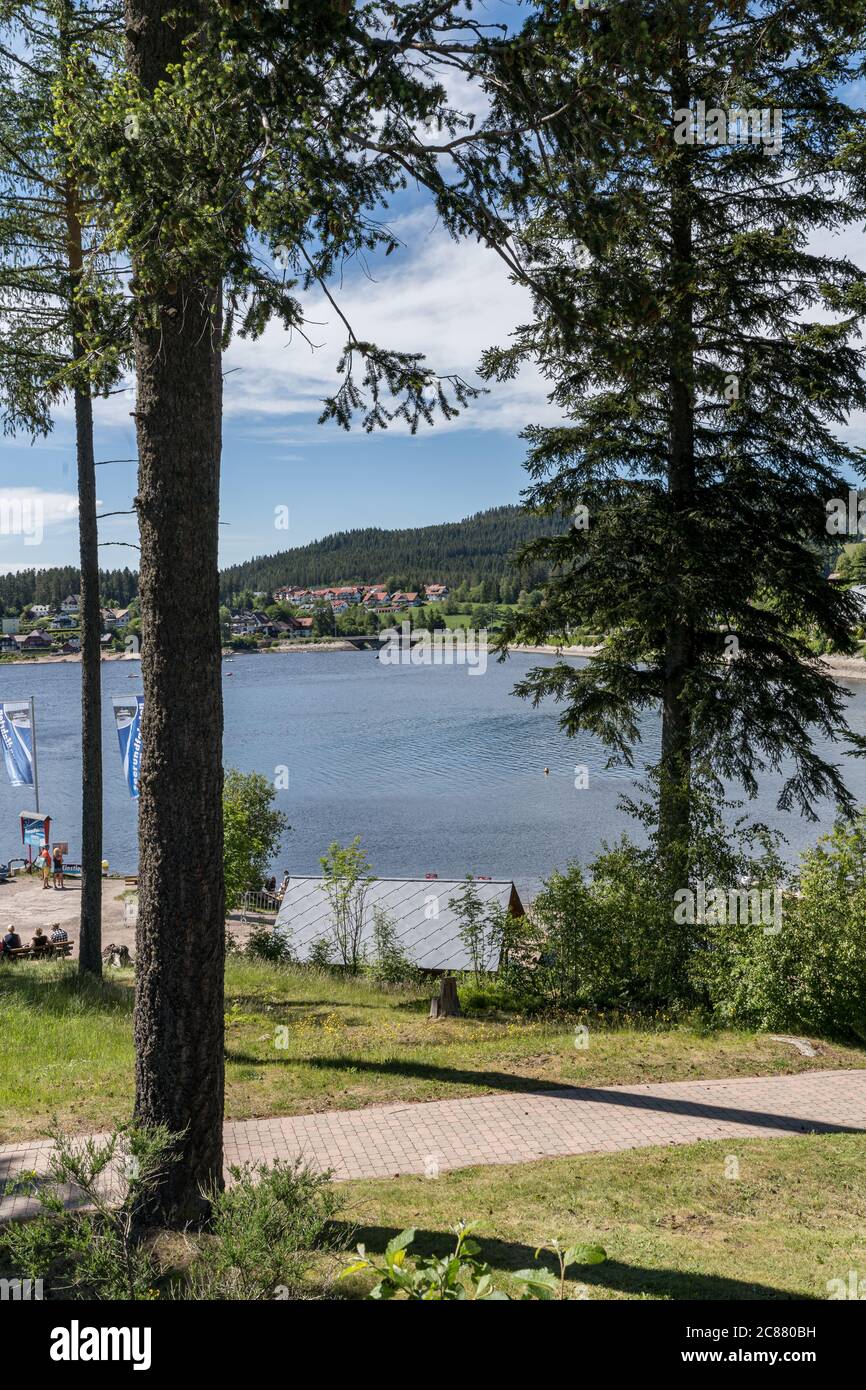 Der Schluchsee ist ein Stausee im Landkreis Breisgau-Hochschwarzwald, südöstlich des Titisees im Schwarzwald bei Freiburg im Breisgau Stockfoto