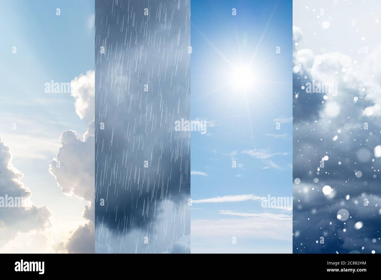 Die Wetterveränderungen. Ein natürliches Phänomen der Unterschiede von vier Jahreszeiten. Hochwertige Fotos Stockfoto