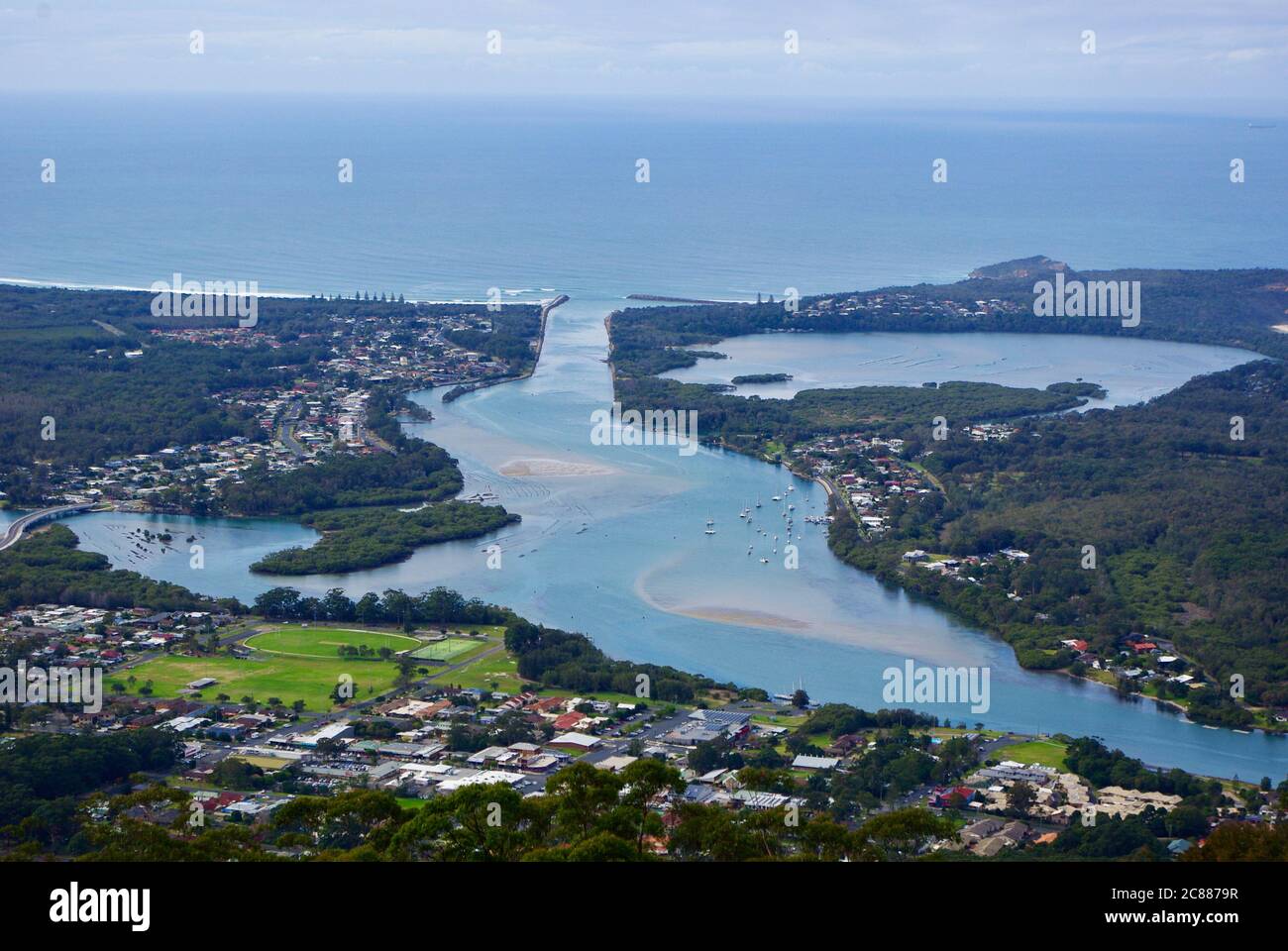 Wo Camden Haven River auf das Meer in North Haven NSW trifft Stockfoto