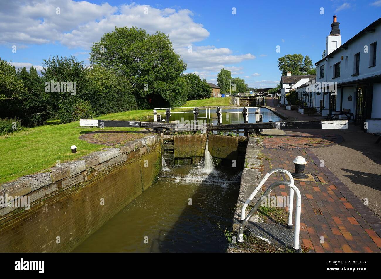 Die drei Schleusen am Grand Union Canal bei Stoke Hammond Stockfoto