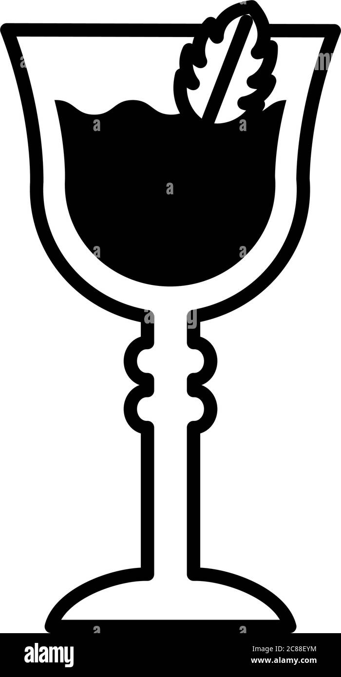 tasse mit Cocktail und Minze Blatt Drink Linie Stil Symbol Vektor Illustration Design Stock Vektor