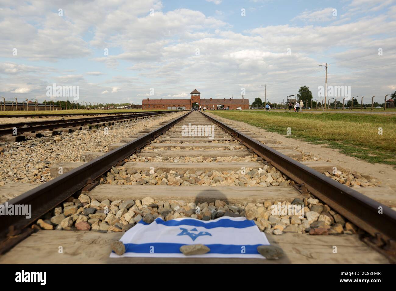 Oswiecim, Polen - 17. Juli 2029 : die Rampe am Standort Auschwitz II-Birkenau Stockfoto