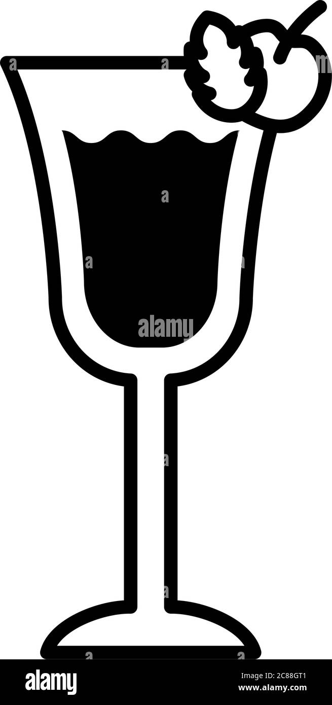 tasse mit Cocktail-Getränk und Kirschen Linie Stil Symbol Vektor Illustration Design Stock Vektor
