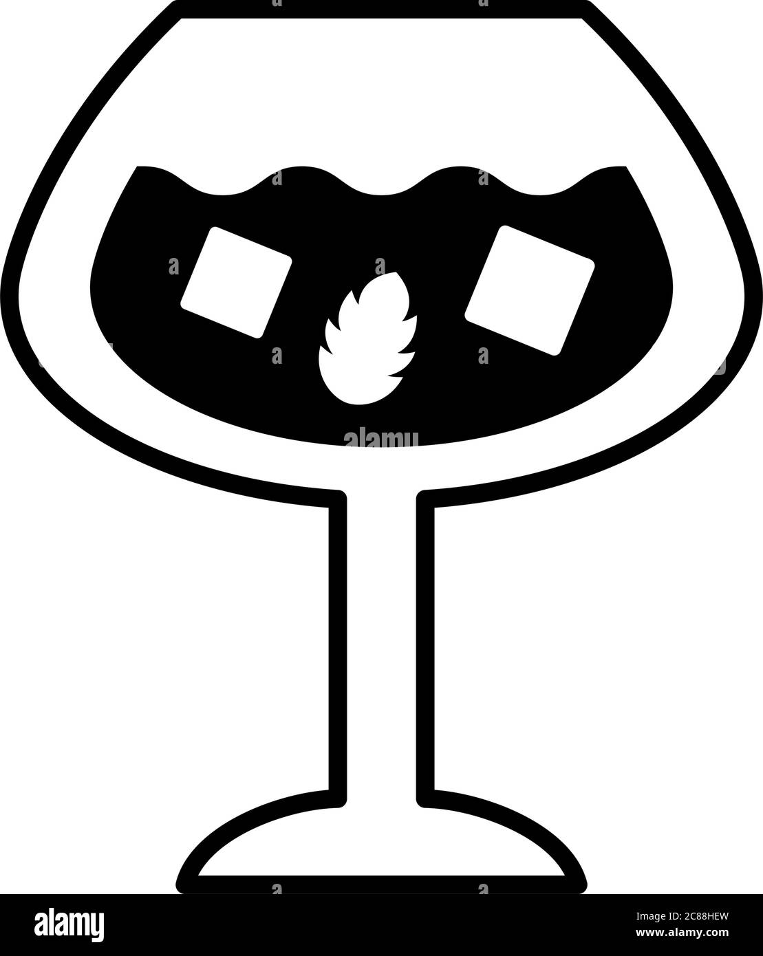 tasse mit Cocktail und Minze Blatt Drink Linie Stil Symbol Vektor Illustration Design Stock Vektor