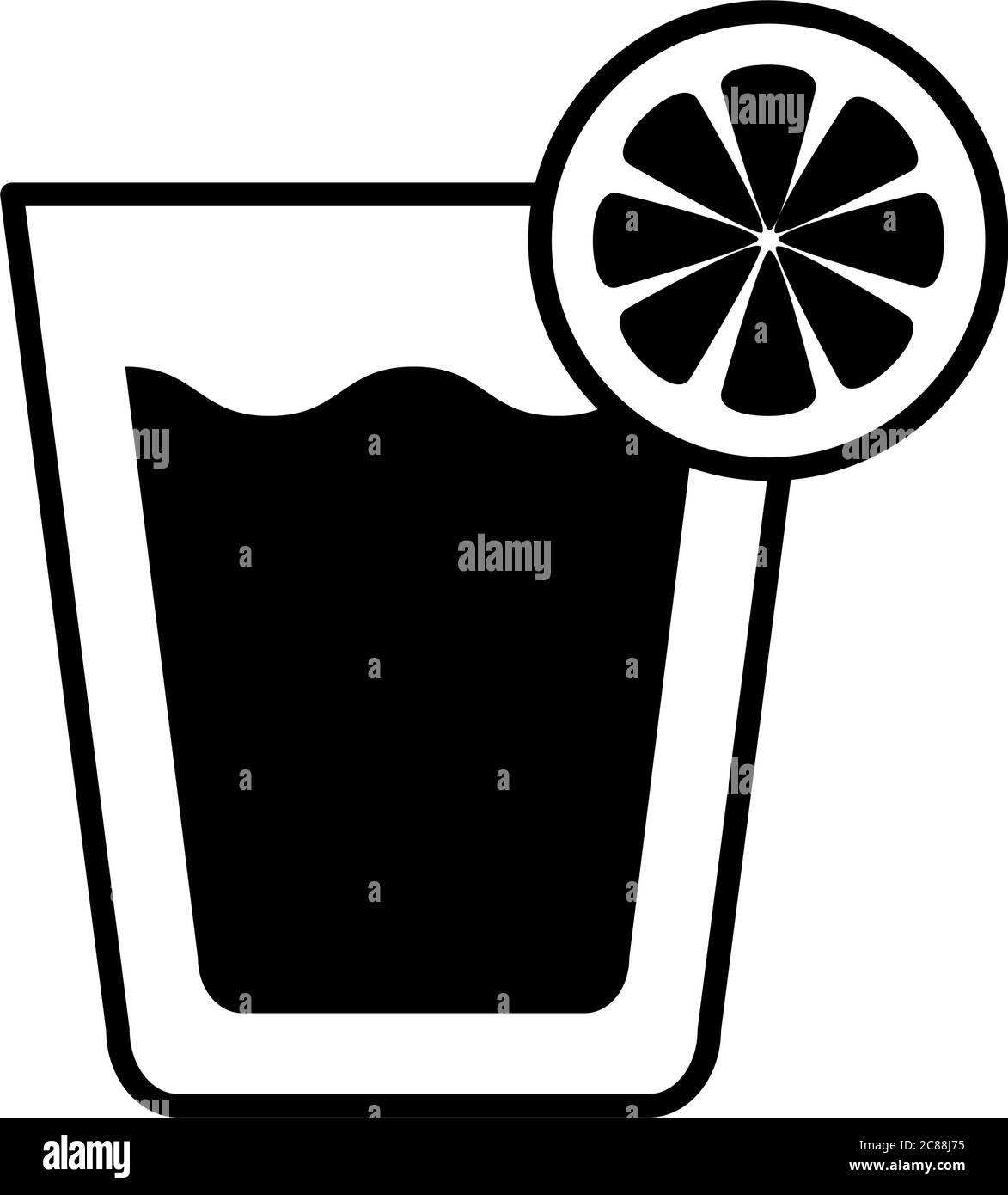 Glas mit Getränk von Zitrone Linie Stil Symbol Vektor Illustration Design Stock Vektor