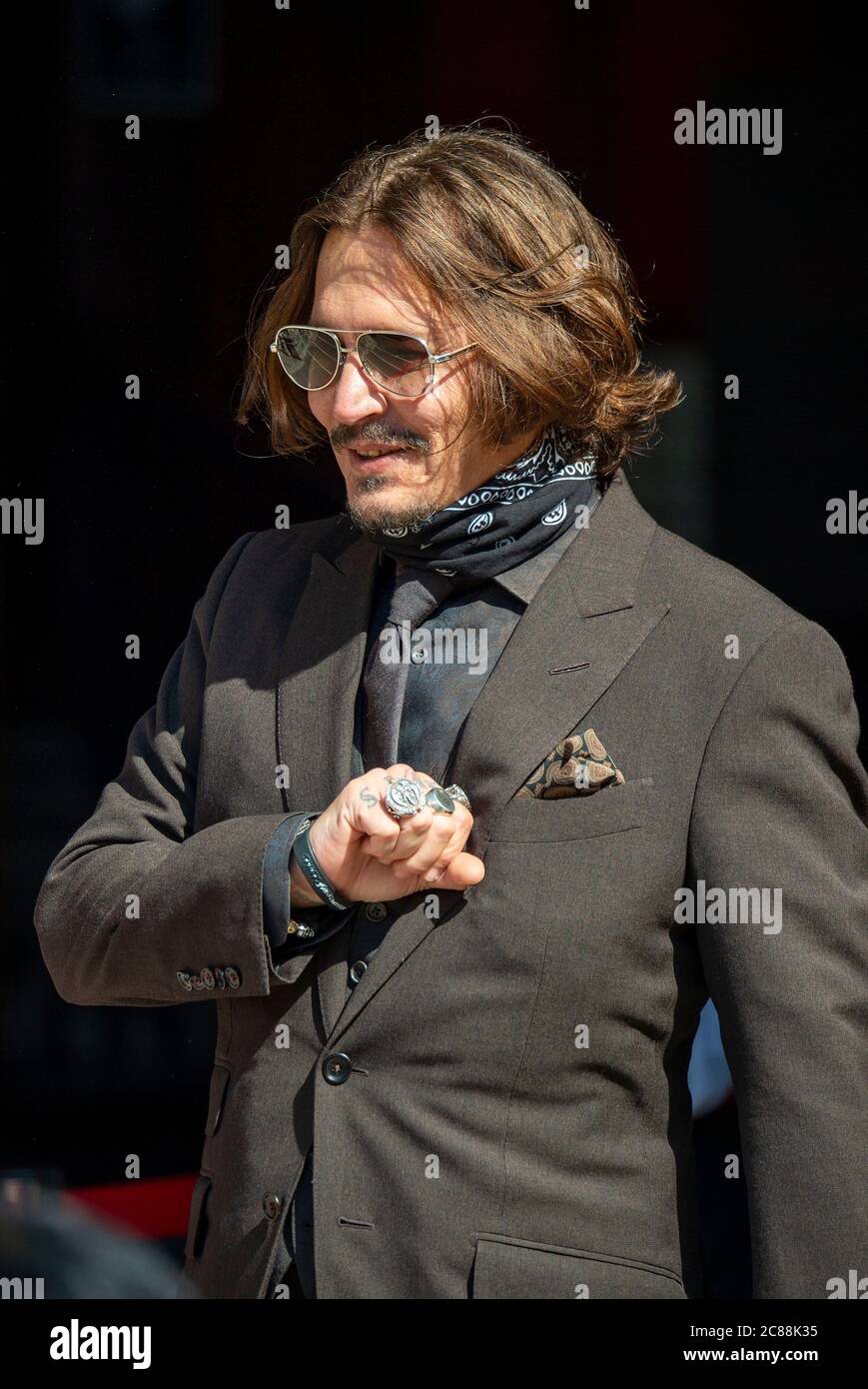 London, Großbritannien. Juli 2020. Johnny Depp nimmt an seinem Verleumdungsverfahren gegen die Zeitung Sun und ihren Chefredakteur Dan Wootton am Royal Courts of Justice in London Teil. Kredit: SOPA Images Limited/Alamy Live Nachrichten Stockfoto