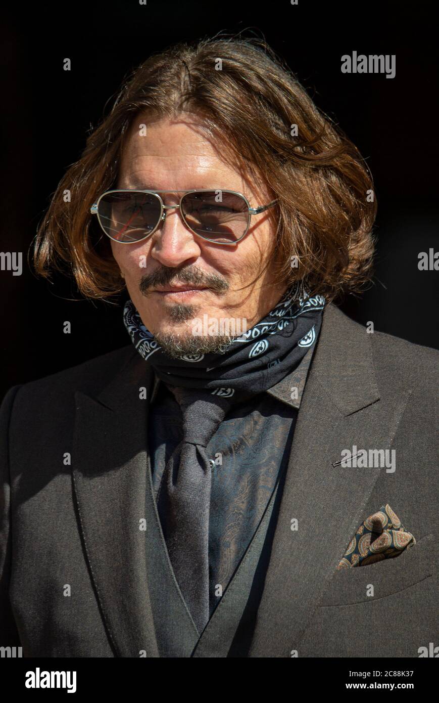 London, Großbritannien. Juli 2020. Johnny Depp nimmt an seinem Verleumdungsverfahren gegen die Zeitung Sun und ihren Chefredakteur Dan Wootton am Royal Courts of Justice in London Teil. Kredit: SOPA Images Limited/Alamy Live Nachrichten Stockfoto