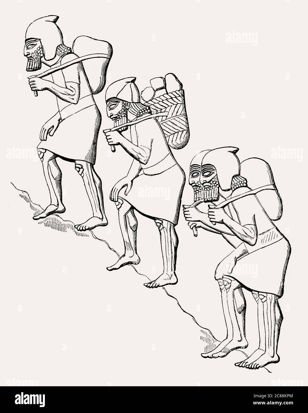 Die Schufterei der jüdischen Gefangenen unter König Sanherib, König des neo-assyrischen Reiches von 705 v. Chr. bis 681 v. Chr. Stockfoto