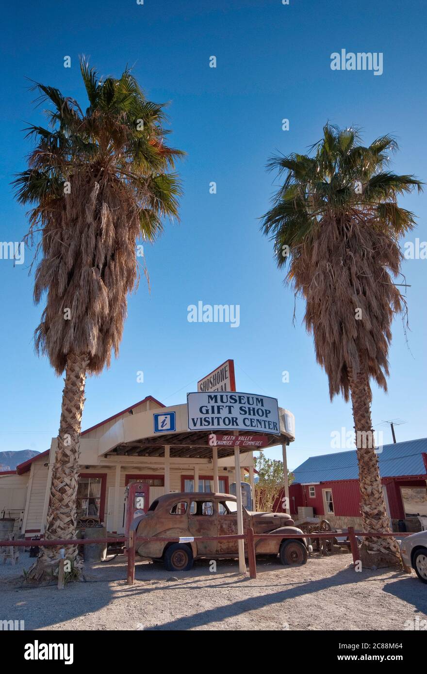 Museum und Souvenirladen in Shoshone in Mojave Desert, Kalifornien, USA Stockfoto