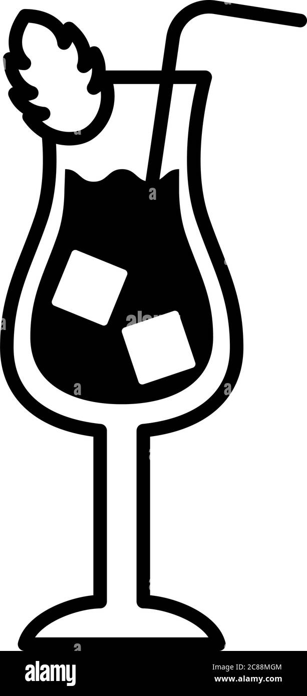 tasse mit Cocktail und Minze Blatt Drink Linie Stil Symbol Vektor Illustration Design Stock Vektor