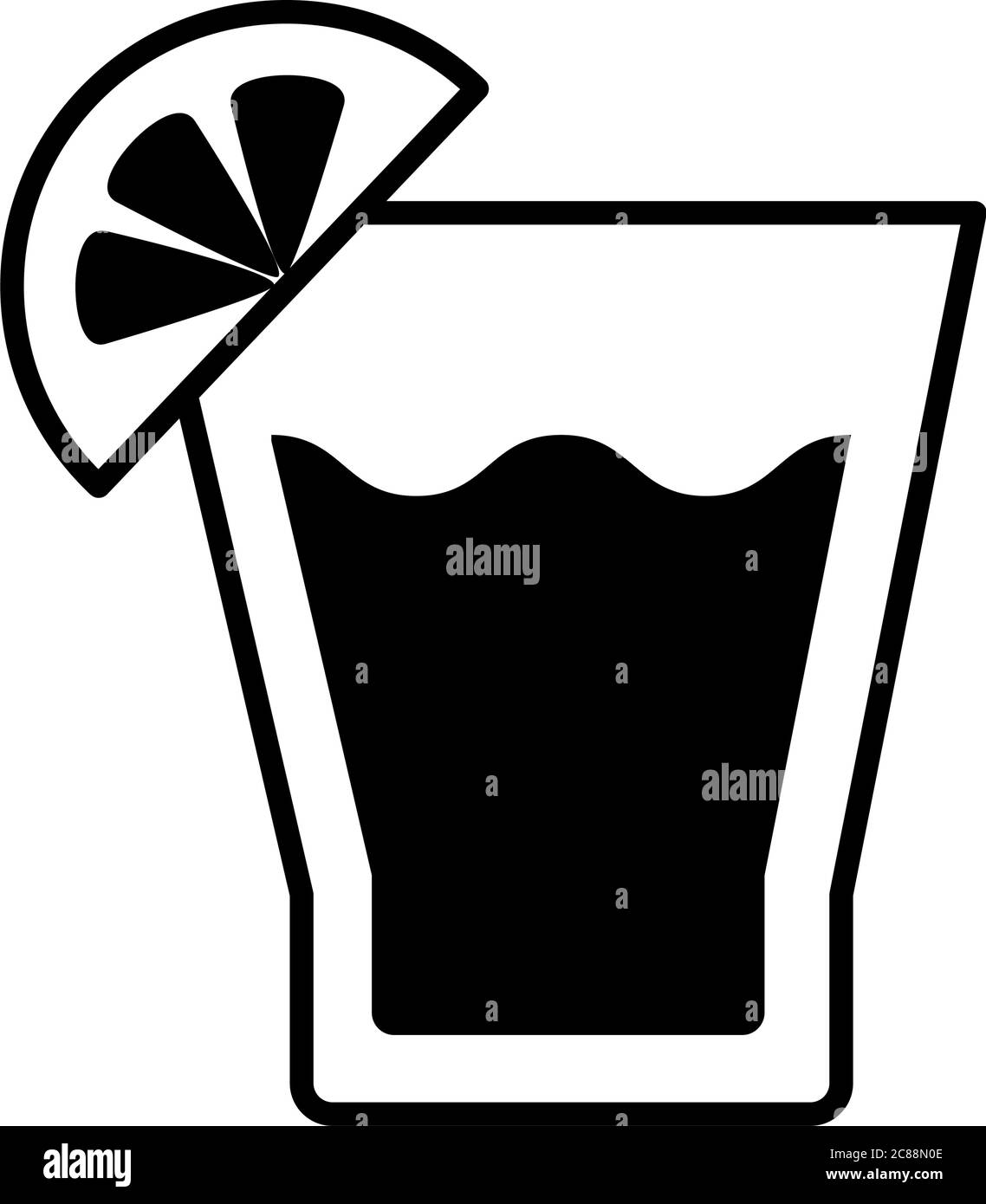 Glas mit Getränk von Zitrone Linie Stil Symbol Vektor Illustration Design Stock Vektor