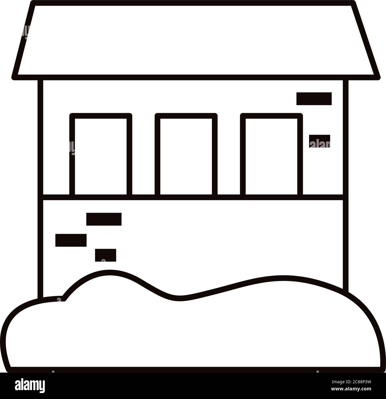 Haus Fassade Linie Stil Vektor Illustration Design Stock Vektor