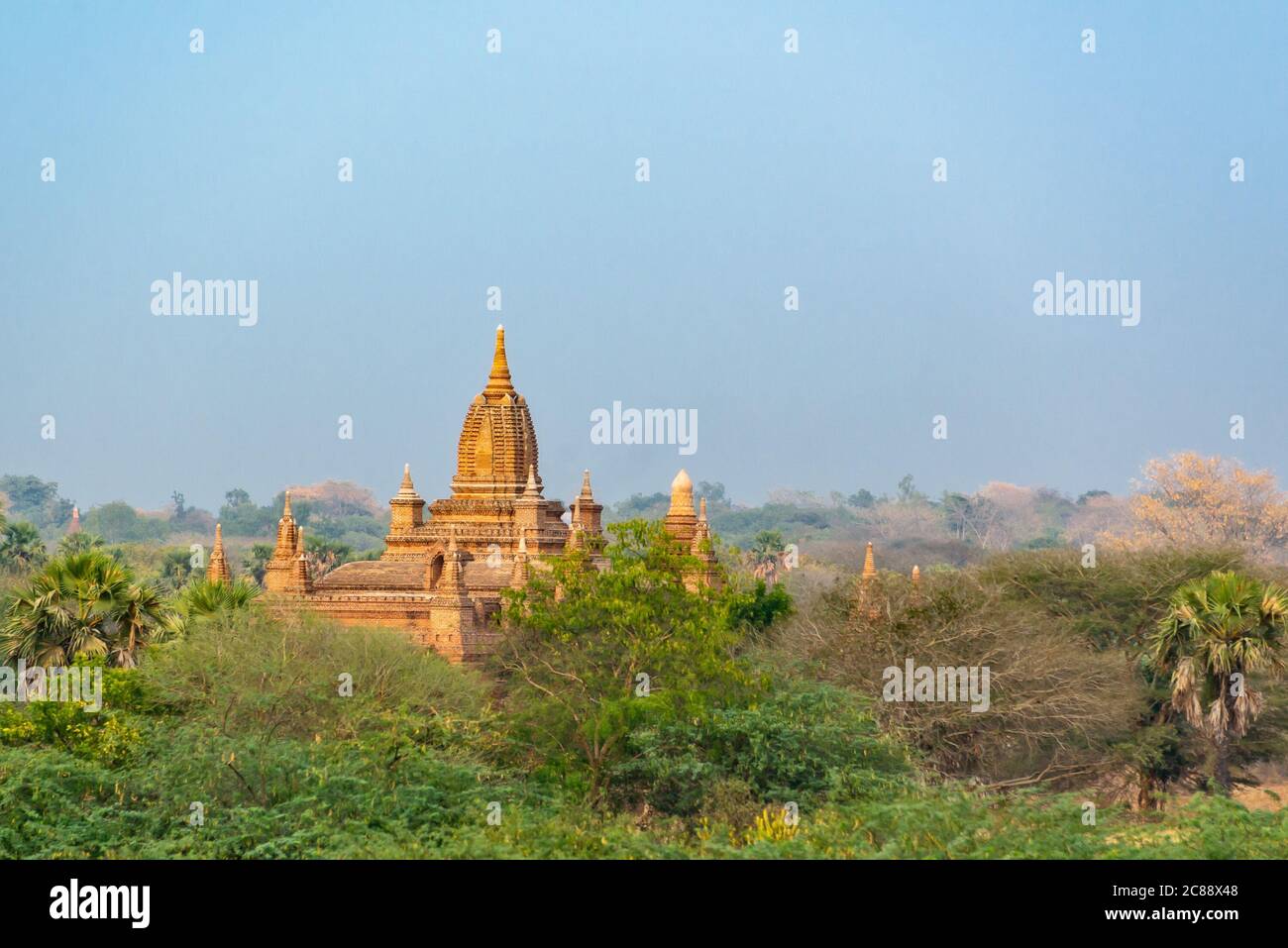 Tempellandschaft in Bagan, Burma, Myanmar Stockfoto