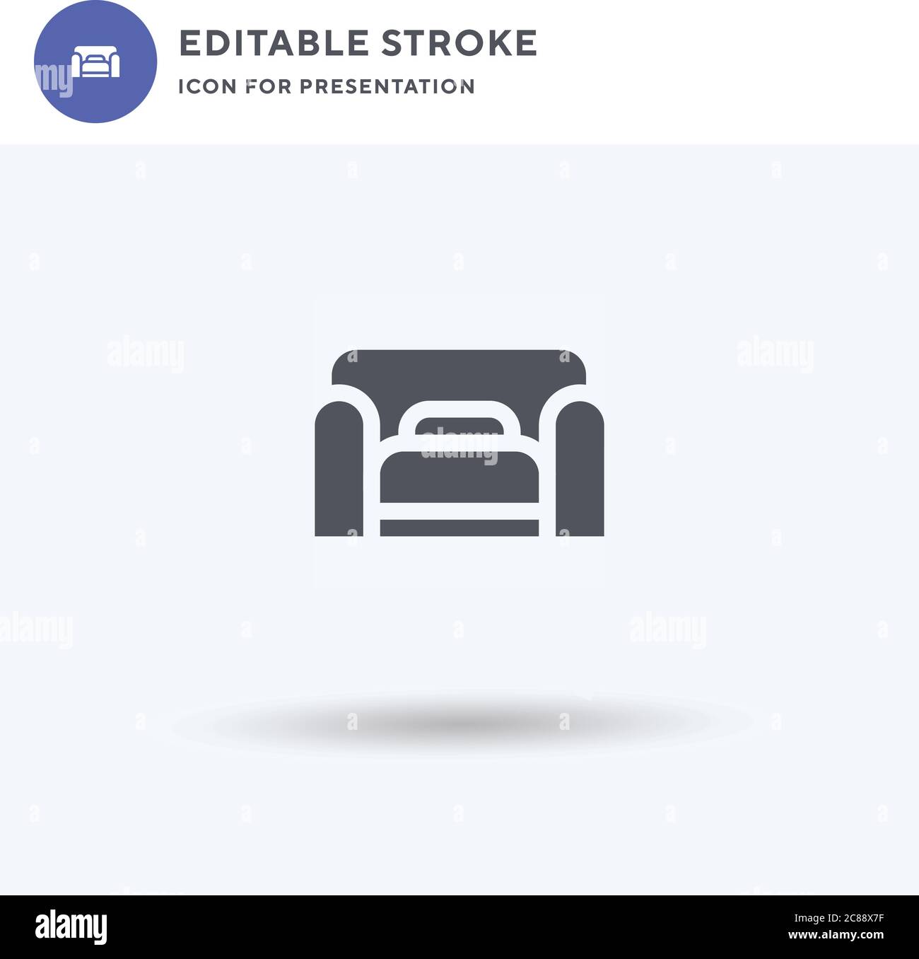 Sofa Bett Icon Vektor, gefüllt flaches Zeichen, solides Piktogramm isoliert auf weiß, Logo-Illustration. Sofa-Bett Symbol für Präsentation. Stock Vektor