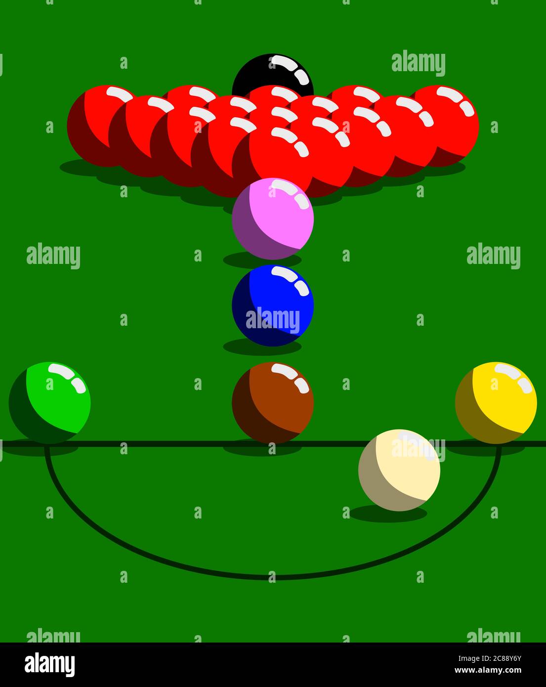 Snooker-Ball, der auf dem Snooker-Tisch steht. Stock Vektor