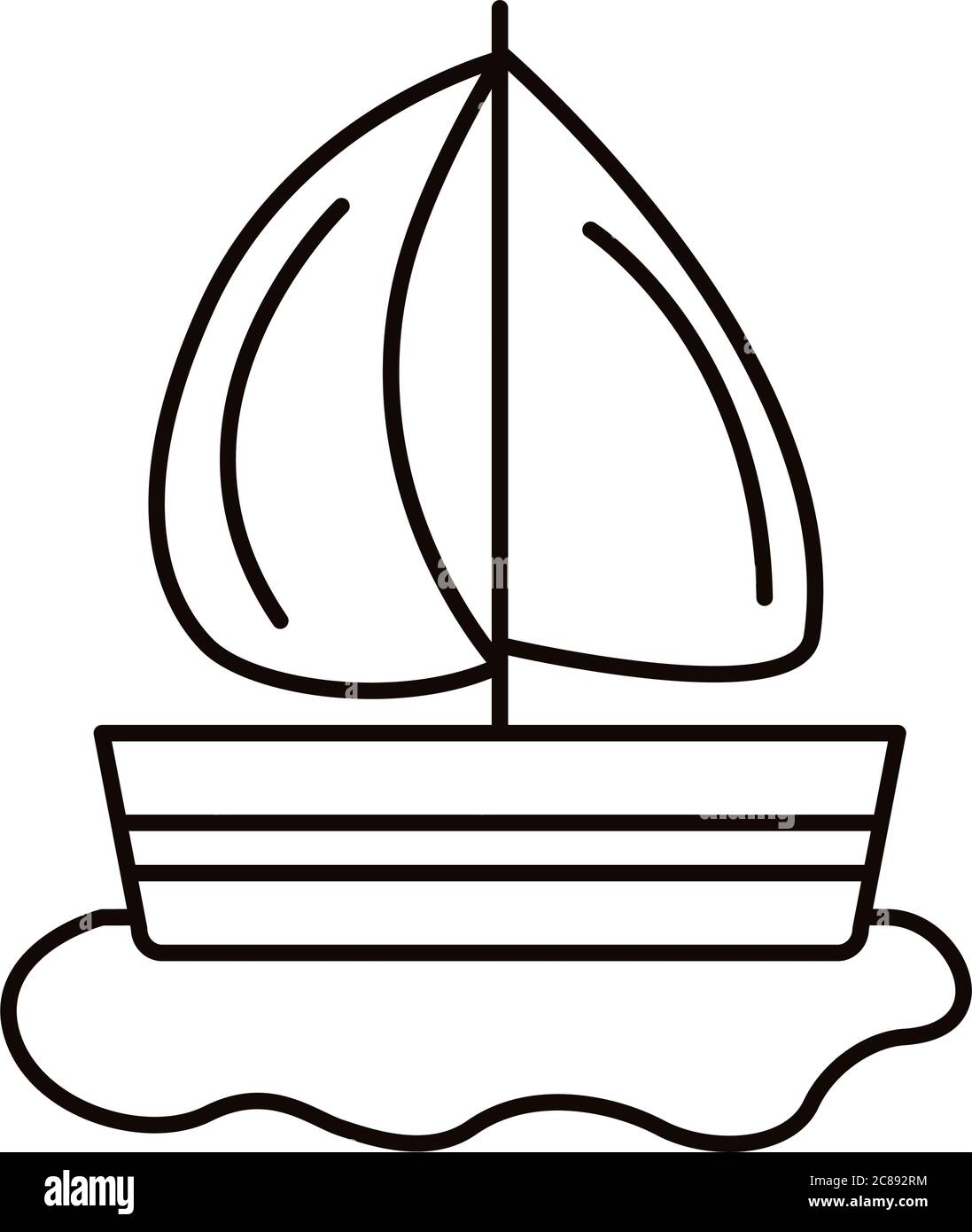 Segelboot Schiff Linie Stil Symbol Vektor Illustration Design Stock Vektor