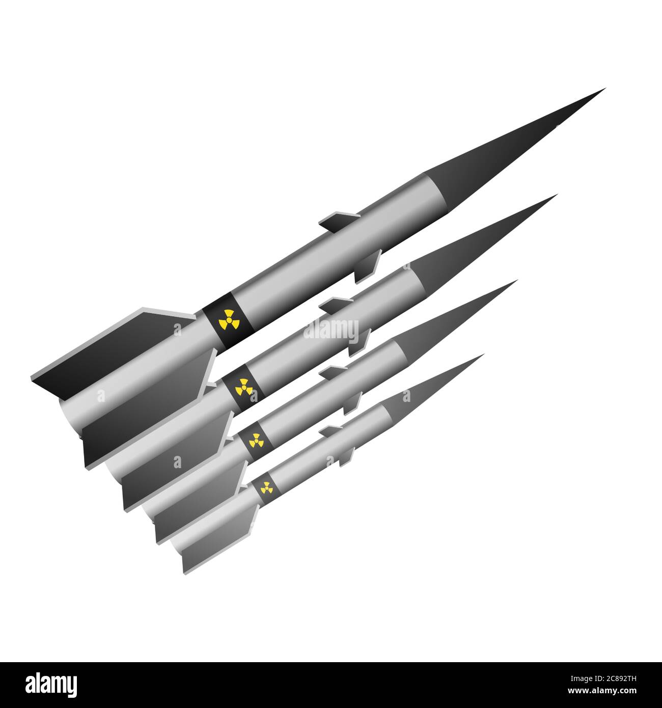 Eine nukleare Rakete. Vektorgrafik. Militärische Gefahrentechnologie. Stock Vektor