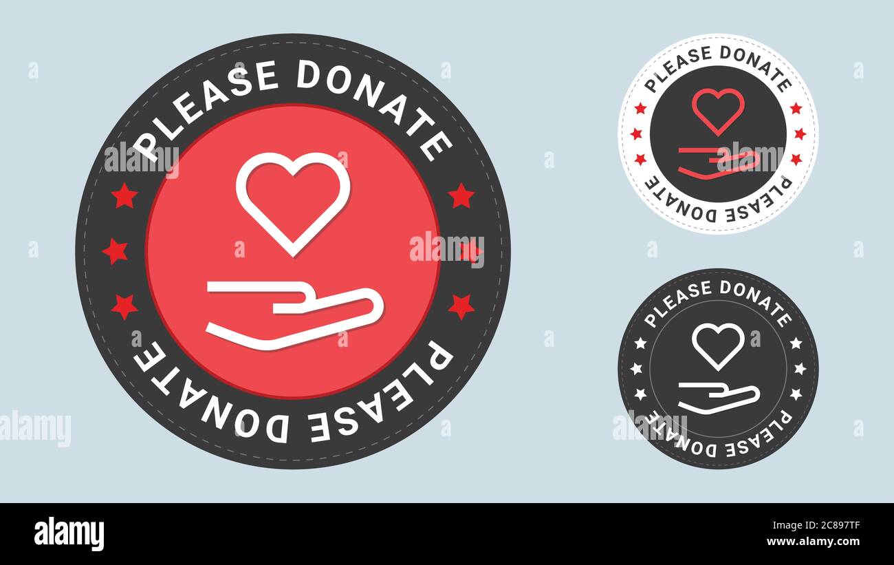 Bitte Spenden Stempel Vektor Illustration. Spenden Liebe. Symbol für Vektorzertifikat. Vektor-Kombination für Zertifikat in flacher Ausführung. Stock Vektor