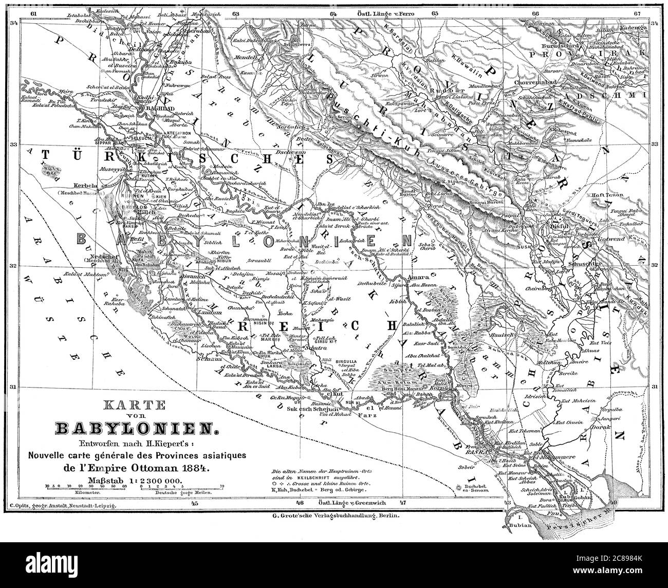 Karte des babylonischen Reiches Stockfoto