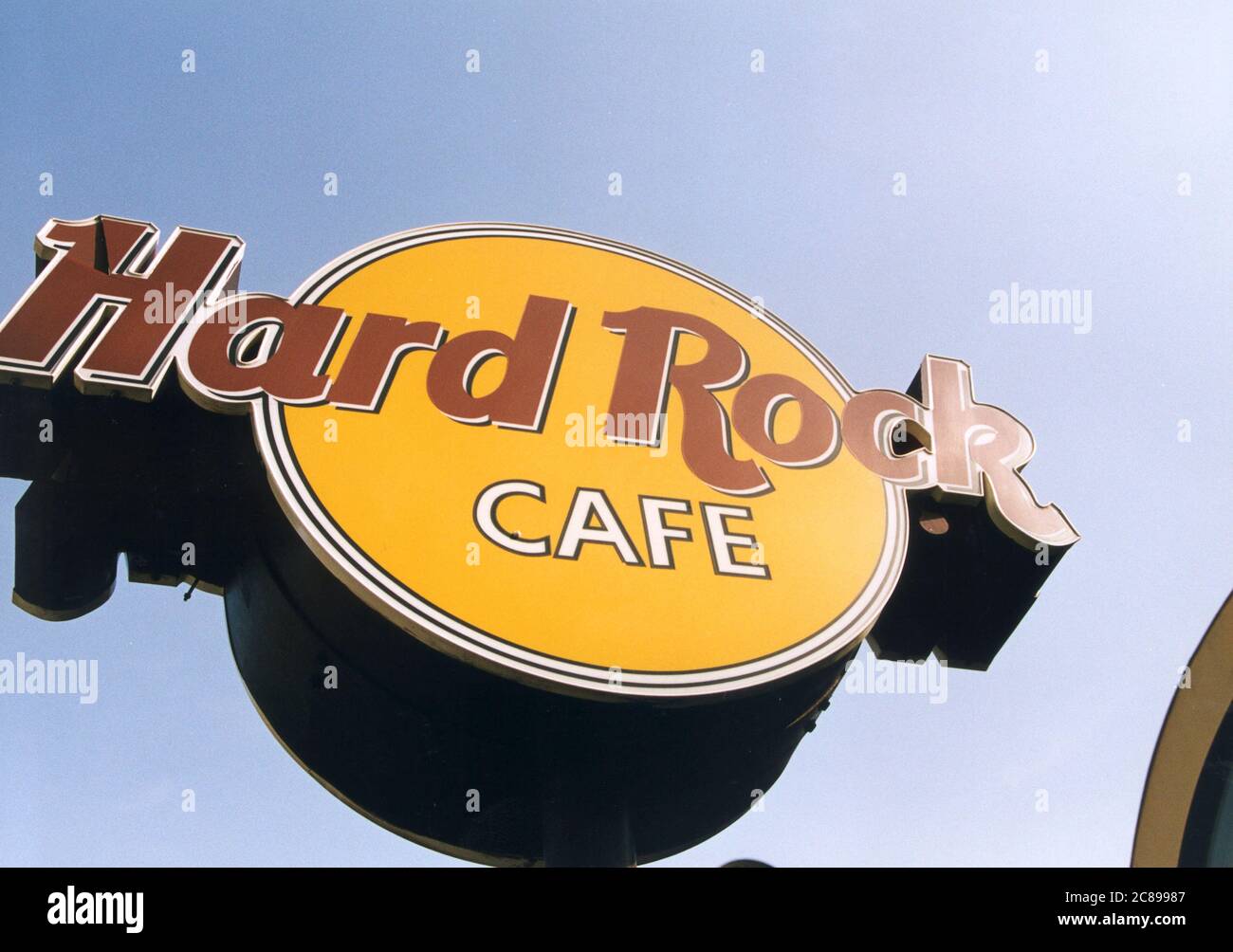 SCHILD FÜR DAS HARD ROCK CAFE Stockfoto