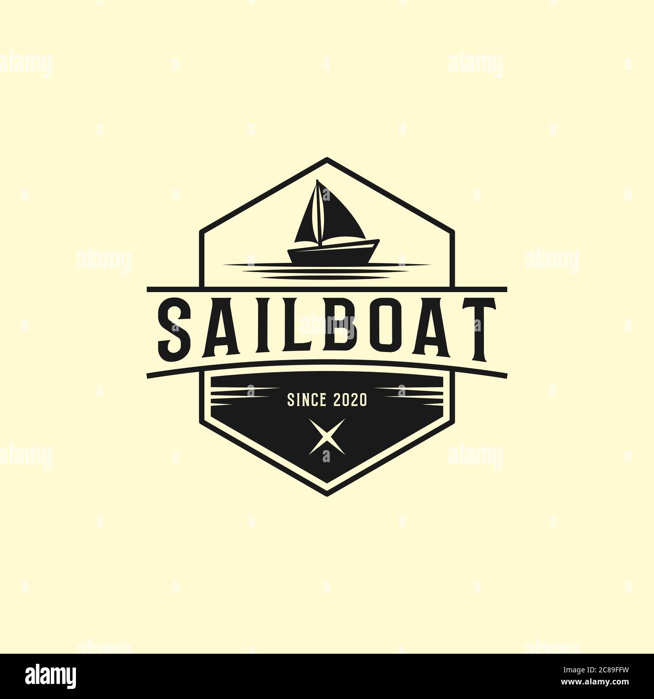 Kreative Segelboot-Logo-Designs, Yacht Clubs Logo Vektor-Illustrationen Stock Vektor