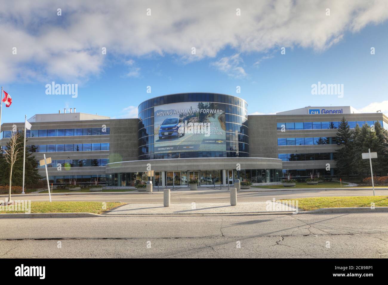 Ein Blick auf den Hauptsitz von General Motors in Oshawa, Ontario, Kanada Stockfoto