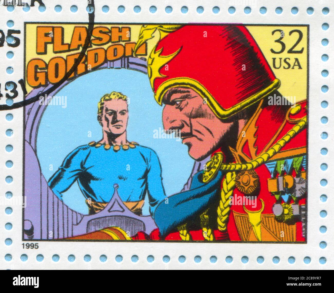 USA - UM 1995: Briefmarke gedruckt von USA, zeigt Comic-Streifen, Flash Gordon, um 1995 Stockfoto