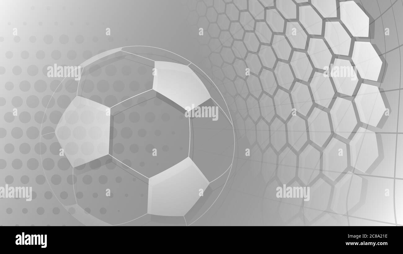 Fußball oder Fußball Hintergrund mit großen Ball in grauen Farben Stock Vektor