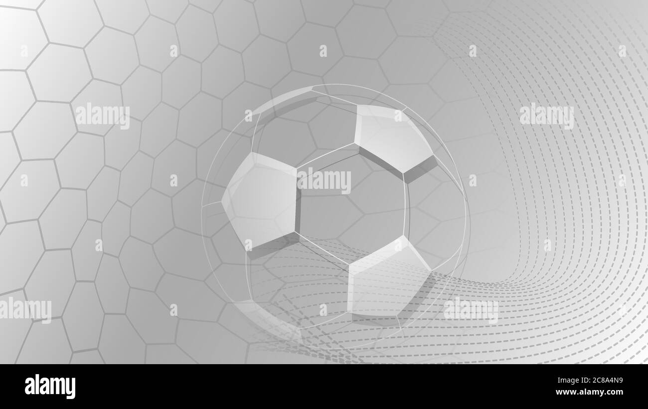 Fußball oder Fußball Hintergrund mit großen Ball in grauen Farben Stock Vektor