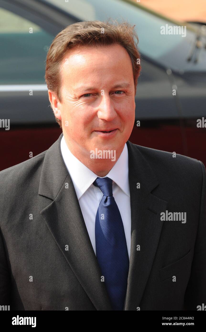 File-Foto des britischen Premierministers David Camerooon in Neu-delhi, Indien - 2010. Foto: Sondeep Shankar Stockfoto