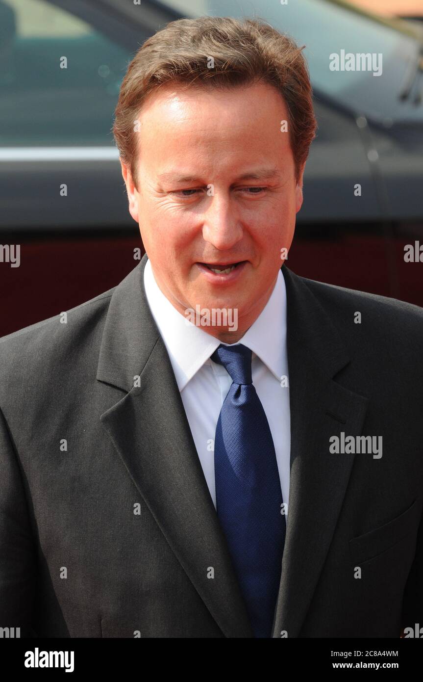 Datei Foto von Britischen Premierminister David Kamerun in Neu-Delhi, Indien - 2010. Stockfoto