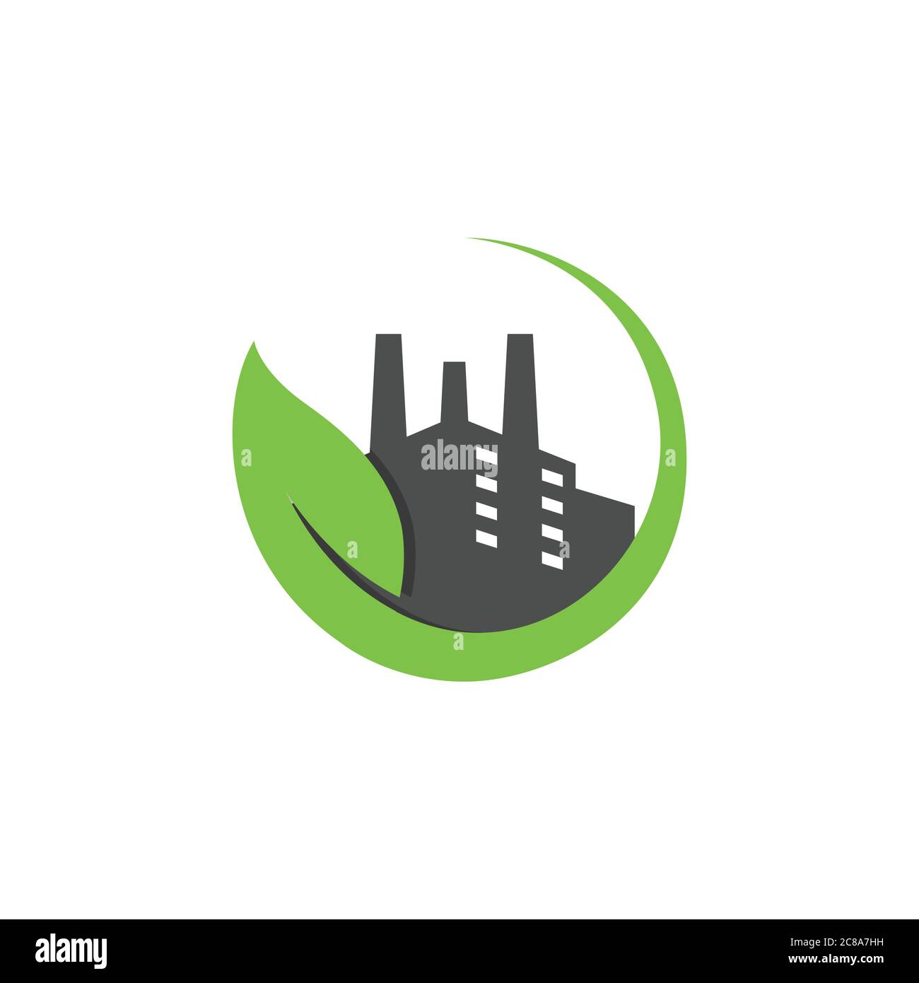 Eco Fabrik Industrie Logo Konzept Design grüne Industrie Logo Vektor Illustration Stock Vektor