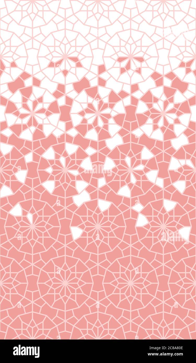Lebende Koralle Arabeske Vektor nahtlose Muster. Geometrische Halbtonstruktur mit Auflösung der Farbplättchen. Koralle Farbe Textur, Hintergrund, Tapete Stock Vektor
