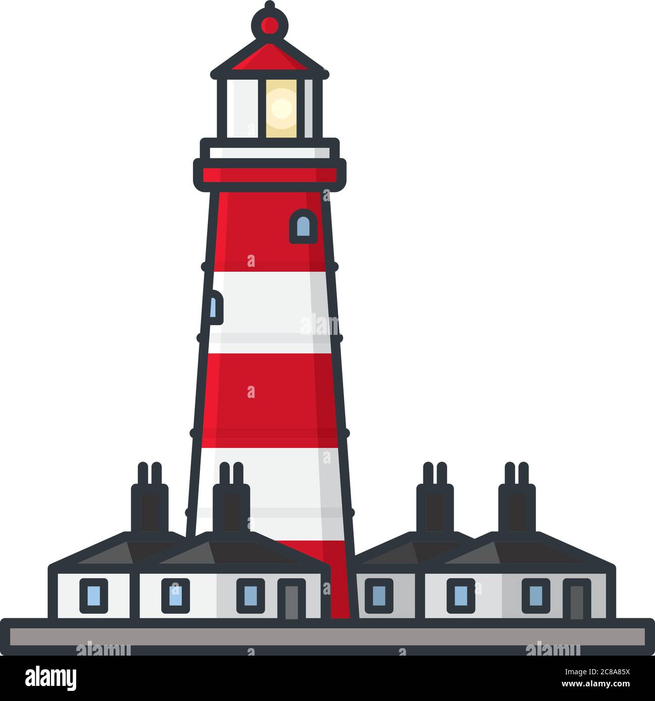 Happisburgh Leuchtturm an der Norfolk Küste isolierte Vektor-Illustration für Norfolk Tag am Juy 27. Stock Vektor