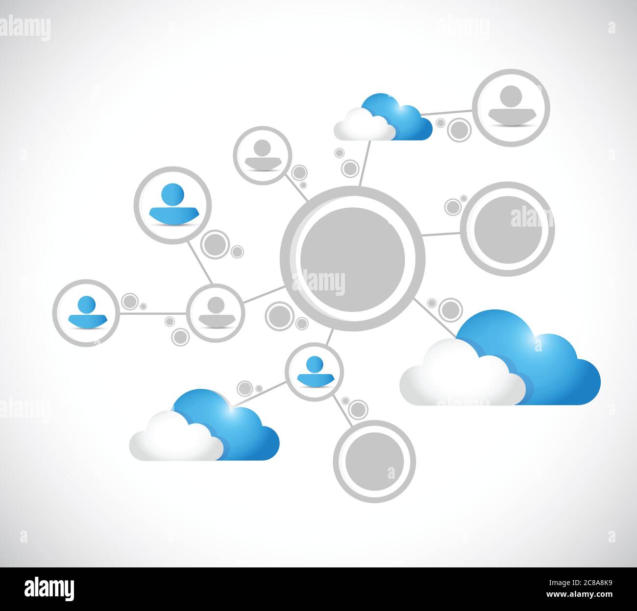 Design der Cloud-Computing-Netzwerkverbindung auf weißem Hintergrund Stock Vektor
