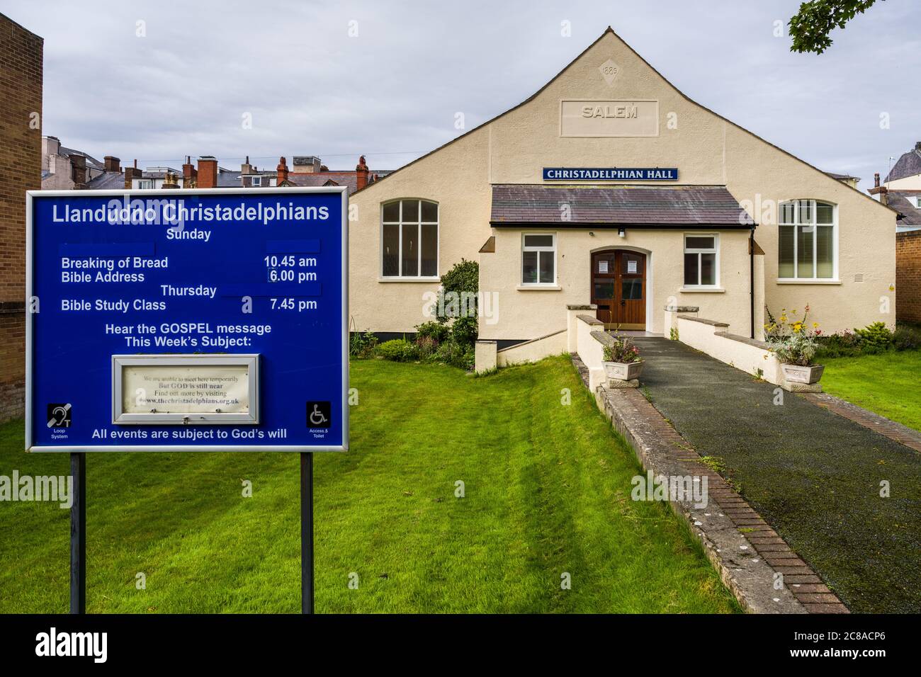 Christadelphian Hall - Christadelphian Church Hall in Llandudno North Wales. Britische Christadelphians. Stockfoto