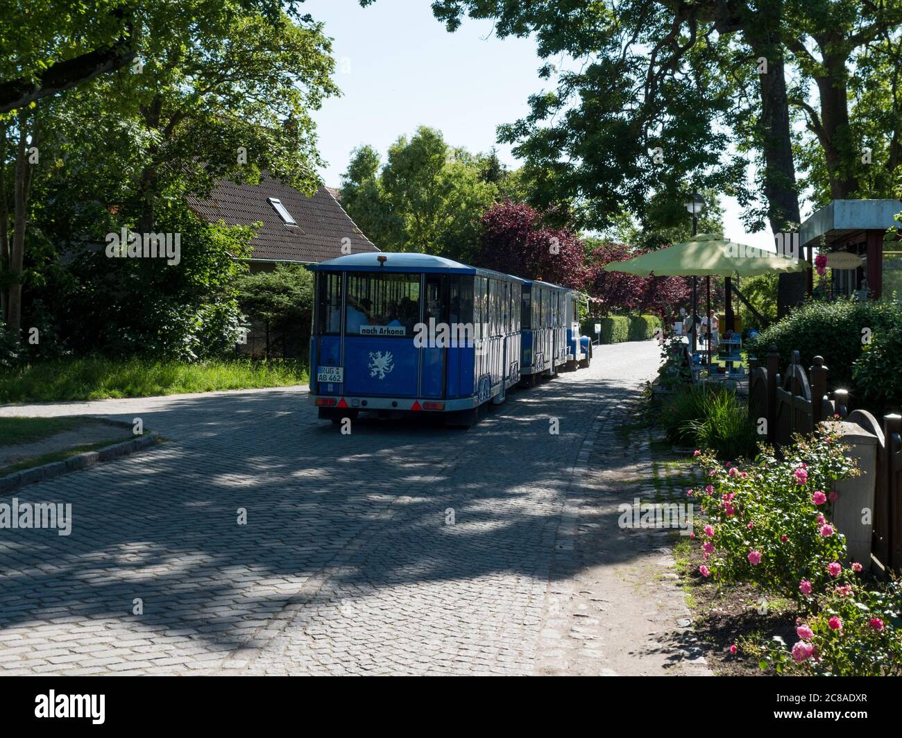 Kap Arkona Bahn auf Rügen Transport vom Parkplatz zum Leuchtturm und zur Steilküste durch Putgarten Stockfoto