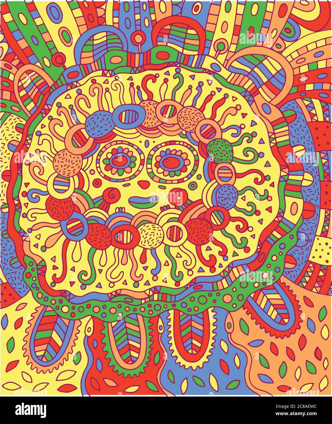 Maya-Gesicht. Doodle bunte Malvorlagen für Erwachsene mit maya Stock