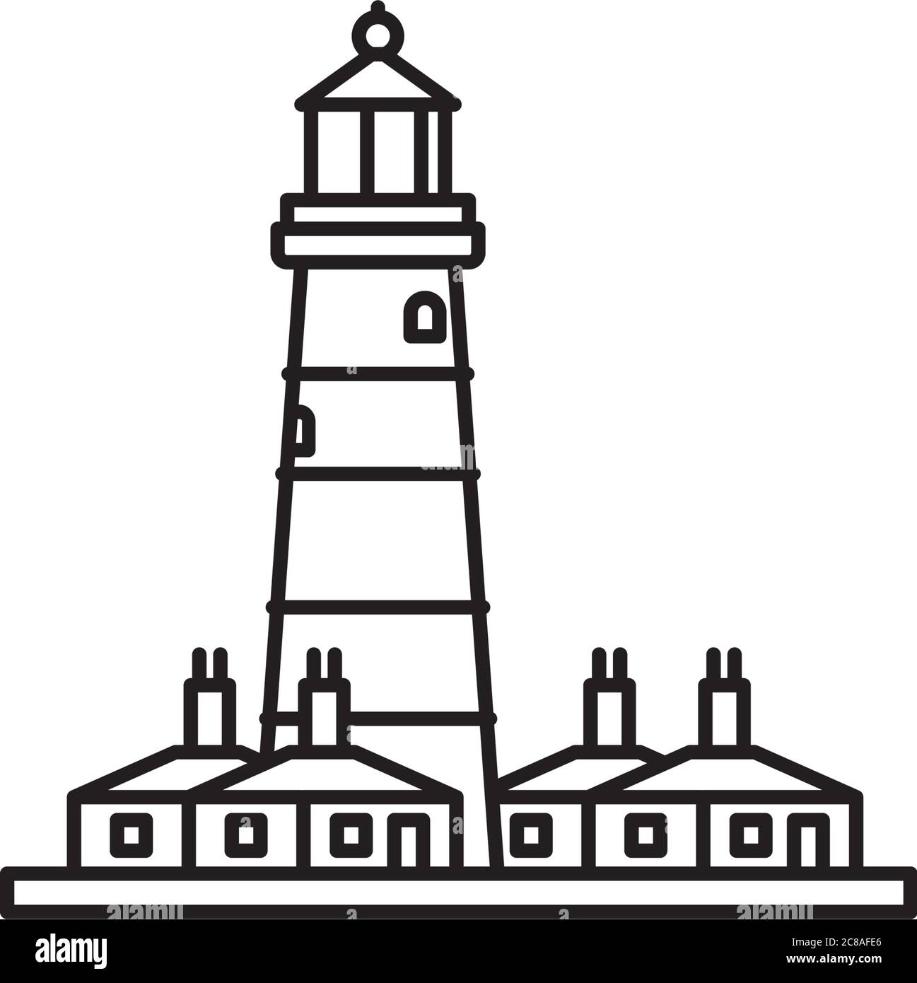 Happisburgh Leuchtturm an Norfolk Küste Vektor-Linie Symbol. Stock Vektor