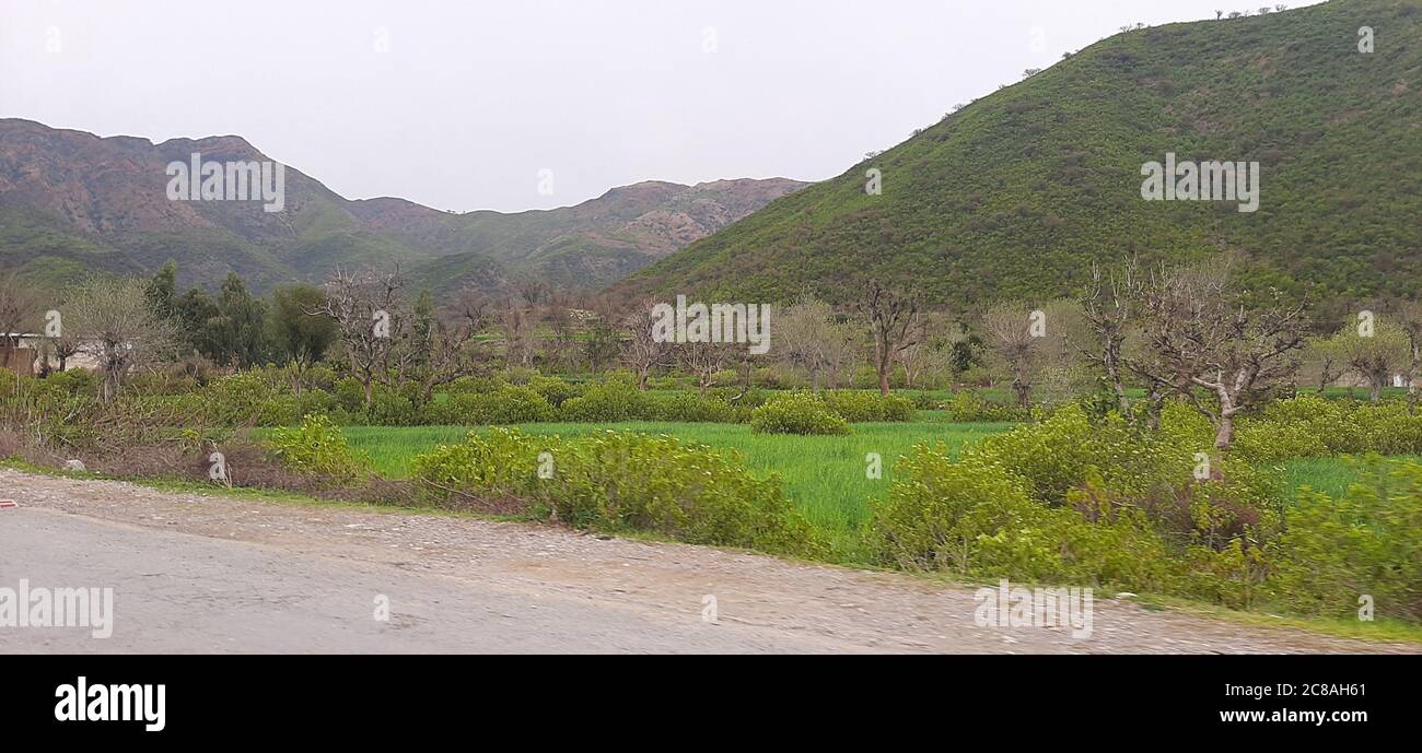 Ein schönes Dorf zwischen Bhasha Dam & Tarbela Dam KPK Provinz Pakistan Stockfoto