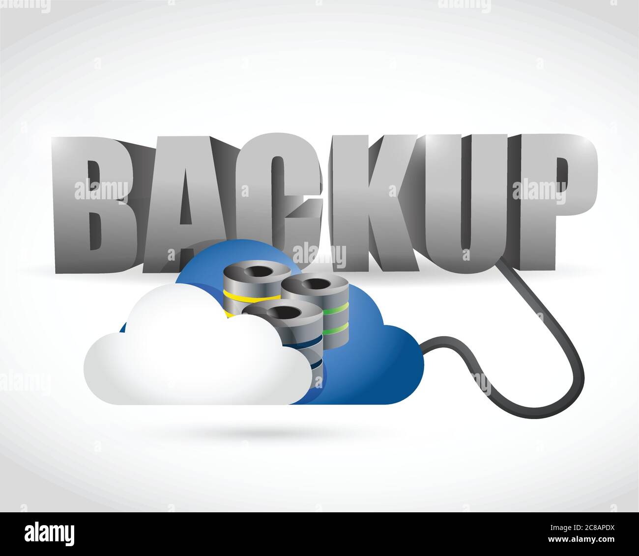 Backup-Zeichen verbunden mit einer Server-Cloud. Illustration Design über weiß Stock Vektor