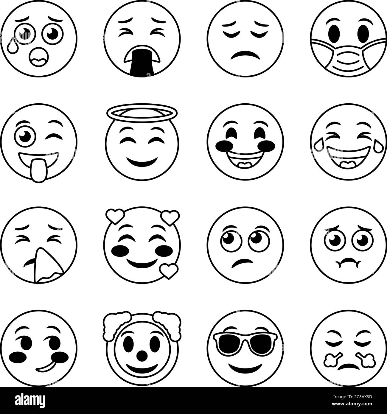 Bündel von emojis Gesichter setzen Symbole Vektor Illustration Design