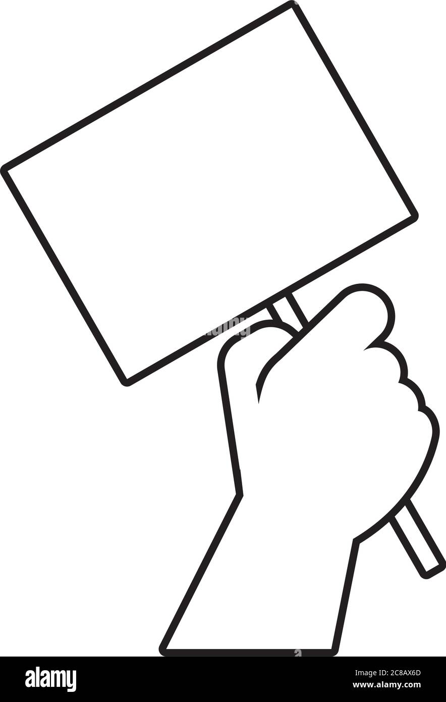 Hand Mensch mit Protest quadratischen Banner Linie Stil Symbol Vektor Illustration Design Stock Vektor